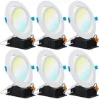 6Pack Recessed LED Lights Canless 6 Inch Eyeball Gimbal 12W Selectable 2700K 300
