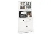 Giantex 1.7M Buffet Sideboard Kitchen Storage Cabinet Pantry Cupboard w/Adjustable Shelves & Drawers White