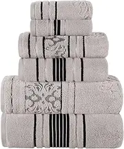 [Superior] Cotton 6 Piece Assorted Floral Towel Set, Includes 2 Bath, 2 Hand, 2 Washcloth/Face Towels, Quick Dry, Home Essentials, Shower, Spa, Luxury Plush Soft Absorbent Towels, Zero Twist, Platinum