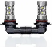 [e-auto fun] 12-24V CREE XB-D Equipped 50W HB4 LED Bulb, Fog Light, Super Explosive Light, 6500k White, Set of 2