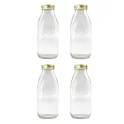 4x Lemon & Lime Roma 1L Glass Conserve Sauce Bottle 22.5cm Kitchen Container Jar