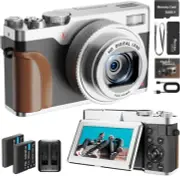 4K 48MP Autofocus Vlogging Camera with 32G SDCard 16X Digital Zoom, Compact Digi