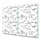 Glass Induction Ceramic Hob Cover grey Abstract Bird animals delicate 2x30x52