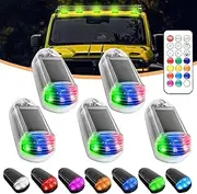 Wireless Cab Lights for Truck,No Drill Solar Cab Lights,Solar Powered Cab Lights,7 Colors App Control,Solar Powered Night Vibe Cab Lights,Vibration Sensor Roof Lights for Trucks (White-control,5set)