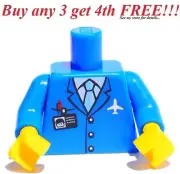 ☀️NEW LEGO Minifigure Minifig Torso Body Blue Airline Airplane Pilot Captain