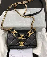 在飛比找Yahoo!奇摩拍賣優惠-小巴黎二手名牌 真品Chanel  handle 粗鏈 手提