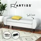 Artiss Storage Ottoman Blanket Box Bench Armrest 140cm Seat Chest Linen Grey