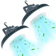2 Packs Portable Camping Fan with LED Lantern,USB Rechargeable for Phone Wate...
