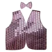 Mens SEQUIN VEST Dance Costume Party Coat Disco Accessory Sparkle Waistcoat - Li