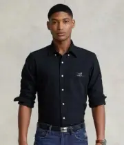 Ralph Lauren BLACK Performance FLANNEL Shirt Men's SZ S SKIING Tuxedo POLO BEAR