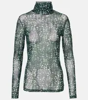 [Dries Van Noten] Dries Van Noten Sheer printed turtleneck top AU 8 green