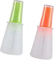 Kitchen Tools Silicone Rubber Oil Dispenser Bottle Brush with Basting Flapjack 2 Pcs