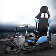 Artiss Racing Simulator Cockpit Steering Wheel Adjustable Gaming Chair PVC Blue