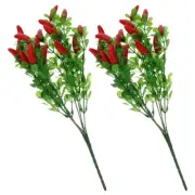2 Pcs Chili Bouquet Decoration Artificial Vegetable Stems Pepper