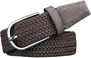 [Generic] NDSLJSLQT Elastic Woven Belts For Women & Men, 1.37" Wide Canvas Casual Braided Web Golf Belt For Jeans Pants -Coffee
