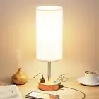 Lamp for Bedroom Nightstand - 3 Way Dimmable Touch Small Lamp USB C Charging