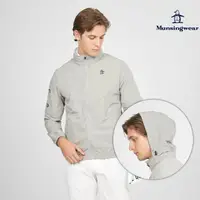 在飛比找momo購物網優惠-【Munsingwear】企鵝牌 男款灰色彈性袖可拆帽收納防