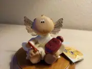Russ Angel cheeks guardian angel Hand painted ceramic angel "Get Well" No Box