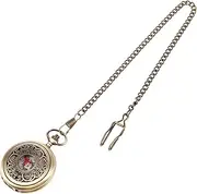 [PLAFOPE] Vintage Brass Pocket Watch Compass Metal Pocket Compass for Hiking Survival Boat Navigation for Boys and Girls Adults