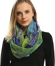 [Dawwoti] Infinity Scarf, Women Lady Soft Circle Scarf Loop Scarf Neck Wrap Lightweight Plaid Scarf