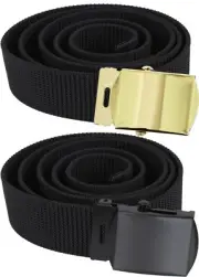 Black Tactical Nylon Military Web Belt- Black or Gold Buckle - Uniform Army Belt