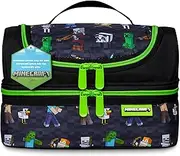 Minecraft Cool Bag Small Children's Thermal Lunch Box Children Original School Boys Girls Gamer Gift Ideas – Insulated Lunch Box with Water Bottle or Lunch Box 2 Compartments (Black)