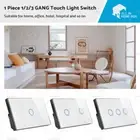 1 Gang 2 Gang 3 Gang Touch Wall Light Switch LED 1 Way Touch Glass Switch