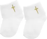 Holibanna 1pair Cotton Blessing Socks Turn Boy Girl Baptism Socks for Year Old Newborns Adorable Religious Ceremony Footwear Cross