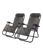 [Gardeon] Recliner Folding Adjustable Zero Gravity Chair 2 Piece in Grey