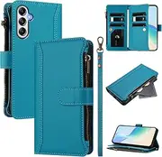 Cover Compatible with Samsung Galaxy A25 5G (Not Japan, SC-53F),Compatible with Samsung Galaxy A25 5G SM-A256E Zipper Dual Card Slot Wallet Phone Case Blue2