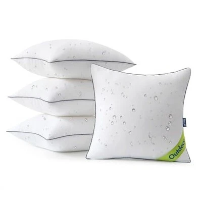 18x18 Outdoor Pillows, Pack of 4 Water Resistant Waterproof Pillow Inserts