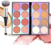Joyeee 16 Colors Blush Contour Highlighter Makeup Palette with Brush, Blush and Bronzer Powder Palette, Professional Facial Beauty Makeup