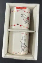 Radley London Christmas Dog Mug Set Standing Scottie Dachshund Mistletoe NEW
