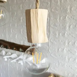 原木燈頭單頭吊燈個性創意木藝燈具簡約餐廳臥室復古美式實木燈座