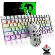 RF-84 Wired Mechanical Gaming Keyboard Mouse Set Rainbow Backlit Programmable