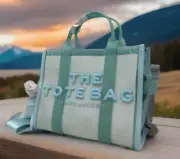 AUTH NWT Marc Jacobs Women’s Medium Logo Zip Top Mesh Tote In Pale Blue