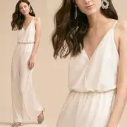 NWT BHLDN Aidan Mattox La Lune Sequined Formal Jumpsuit Bridal Ivory Womens US 4