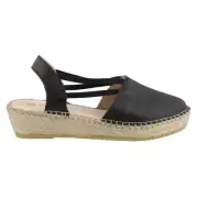 NEW Eric Michael Women Estelle Black d'Orsay Style Slingback Mule Jute Wrapped