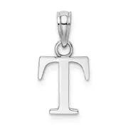 14K White Gold Polished Block Letter T Initial Pendant