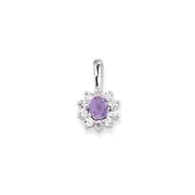 Sterling Silver Diamond Pink Quartz Pendant