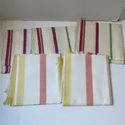Vintage Lot of 5 Pure Irish Linen Multi Color Stripes Dish Tea Towels Unused