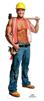Starstills Billy Construction Worker Outfit - Chippendales Lifesize Cardboard Cutout / Standee