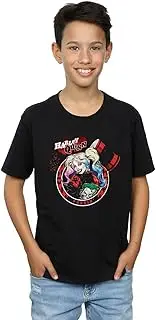 [Absolute Cult] DC Comics Boys Harley Quinn Joker Patch T-Shirt Black 3-4 Years