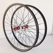 Mountain Bike Quick Release Disc Brake Wheelset 26'' 27.5'' 29'' MTB Wheel Flat Spokes 7-11 Speed Cassette Bearing Hub Front Rear Aluminium Rims (Color : Black-Red, Size : 26inch)