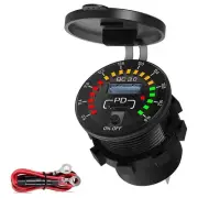 1X(18W Type C PD Socket Fast with LED Voltmeter Switching for Car Boat4824