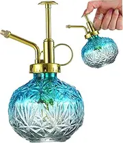 Glass Plant Mister 240ml Snowflake Embossment Plant Mister with Plated Nozzle Head 3.5x6.3 Inch Handheld Fine Mist Spritzer with Handle for Indoor, Blue and White Spray Bottle