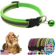 Green Puppy Collar with Bell, Reflective XXS Cat Collars Soft Adjustable Buck