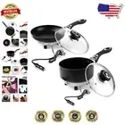 Lightweight 12V Frying Pan and Saucepan Set with Glass Lids - Ideal for Camps