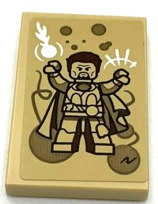 Lego New Tan Tile 2 x 3 Poster Dark Brown Doctor Strange White Bomb Sticker Part