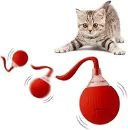 LUPAPA Interactive Cat Ball Toy for Indoor Cats, Smart Cat Toys Ball for Bored Cats, Motion Activated Automatic Cat Toy Ball, 360¡ãRotation with LED Light, USB Rechargeable Cat Toys, Red